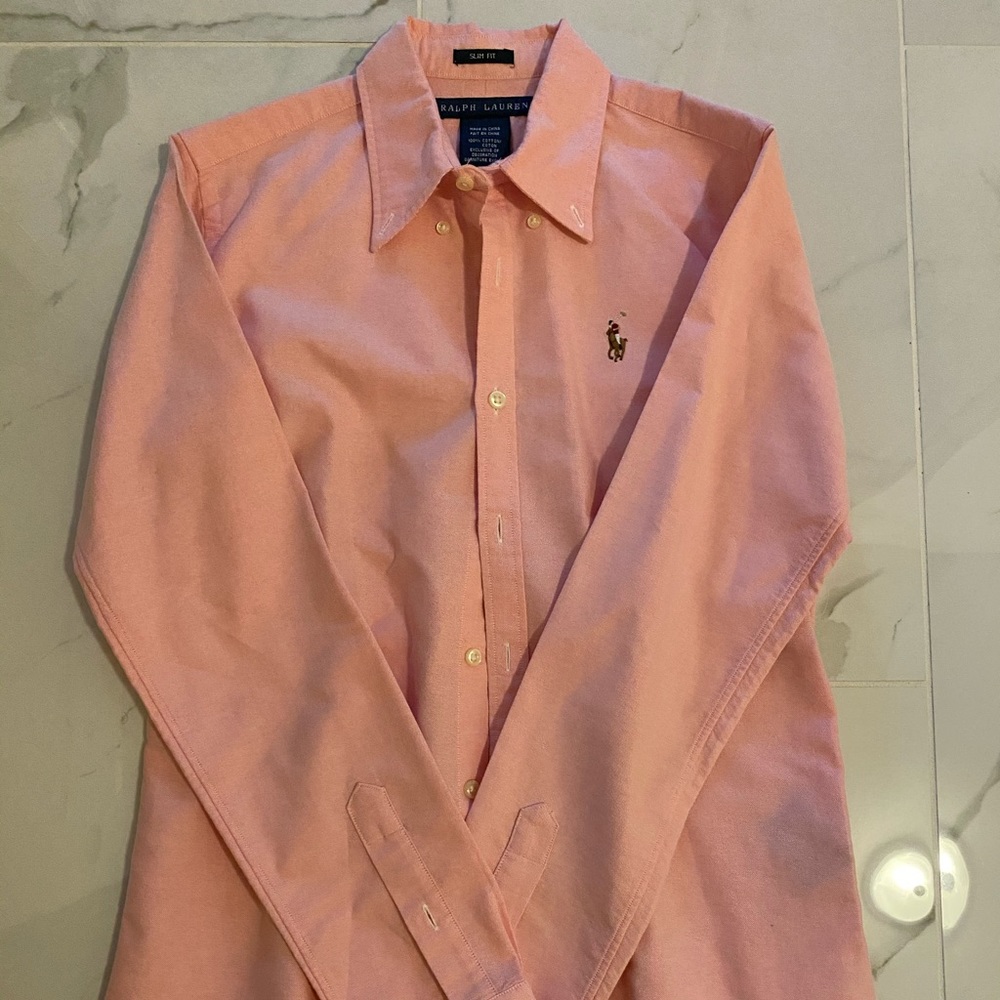 Coral/Pink Polo Slim Fit Button Down